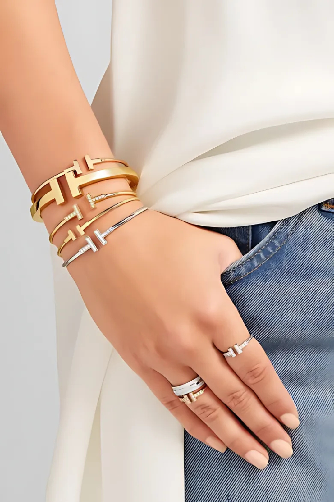 New - Double T 17cm Bracelet | 18K Gold Plated