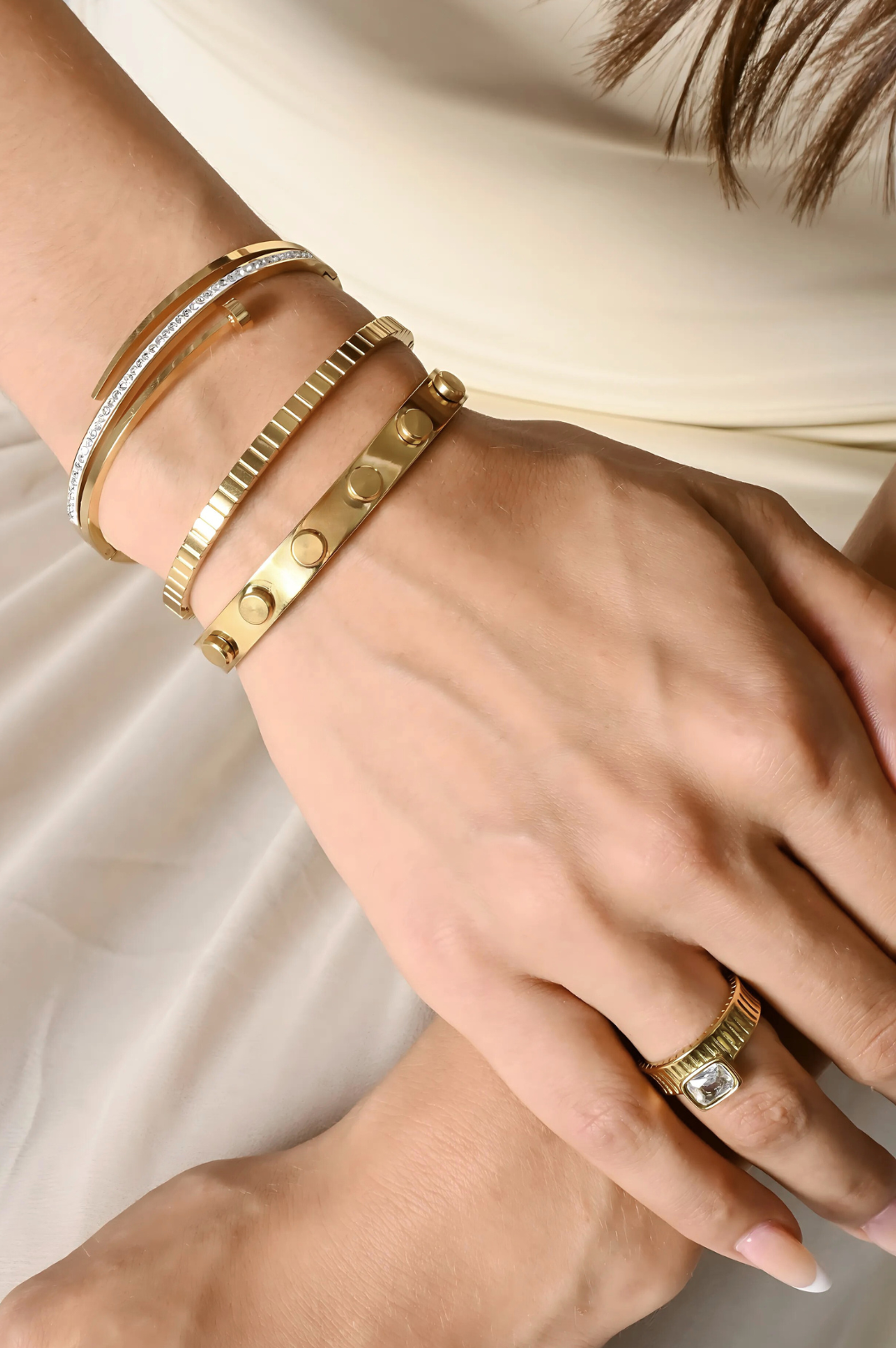 New - Hudson Bangle Set of 2 | 18K Gold Plated
