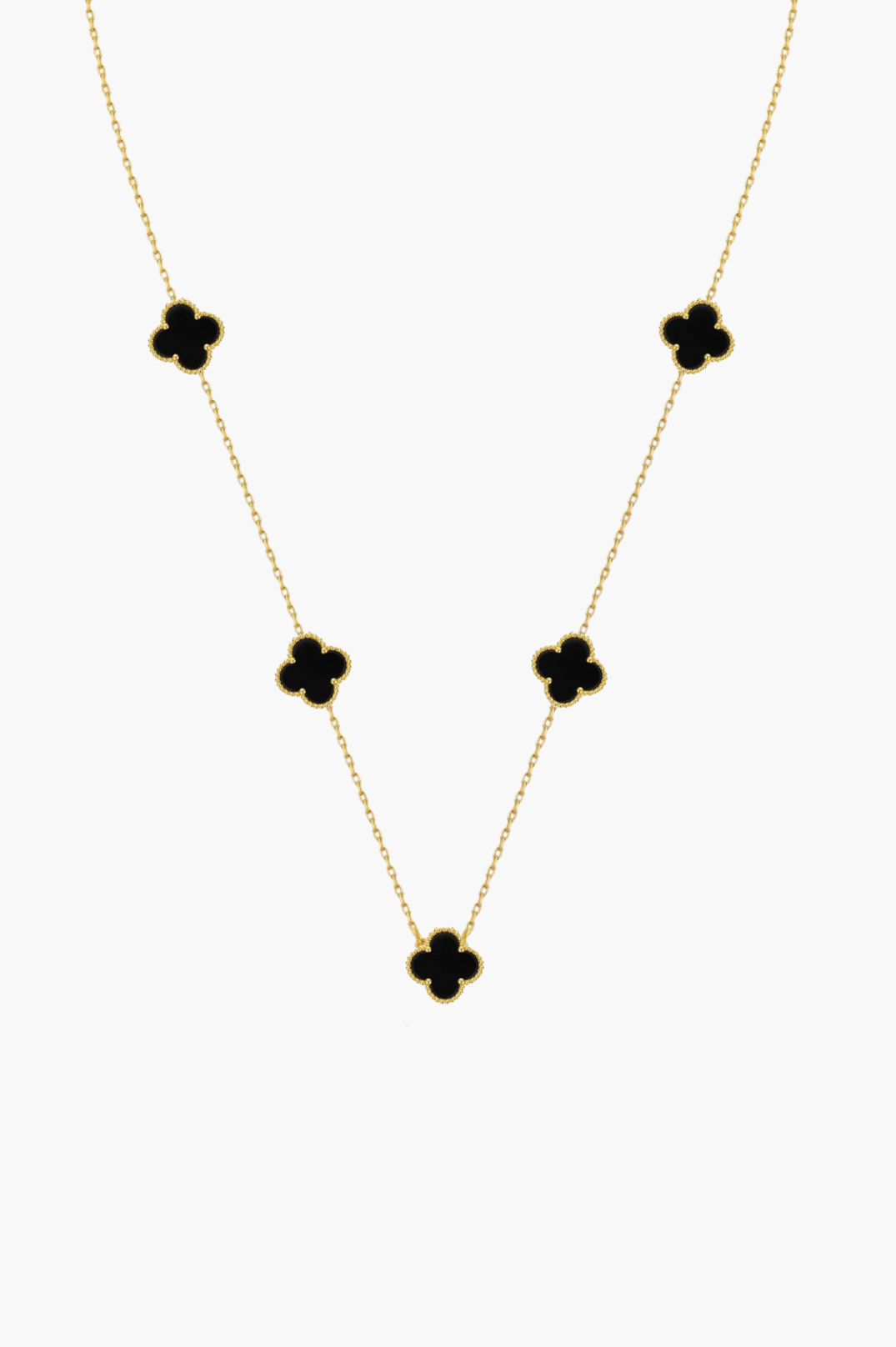 Alexis Black 5 Motifs Necklace | 18K Gold Plated