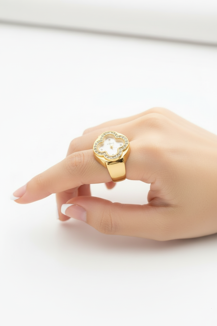 Alexis Watch Ring White Pearl | 18K Gold Plated