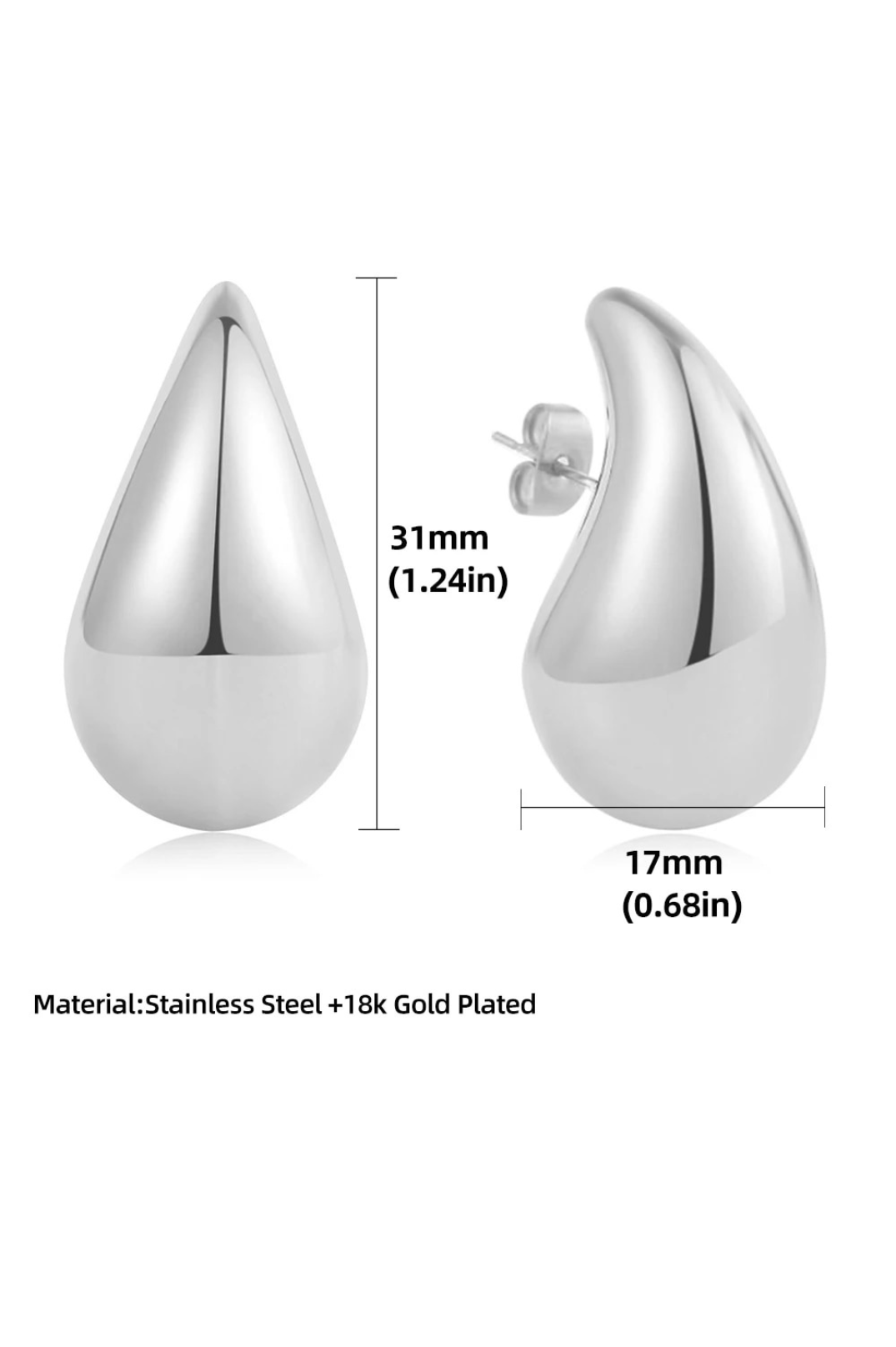 Vintage Teardrop Earrings | 18kt Silver Plated