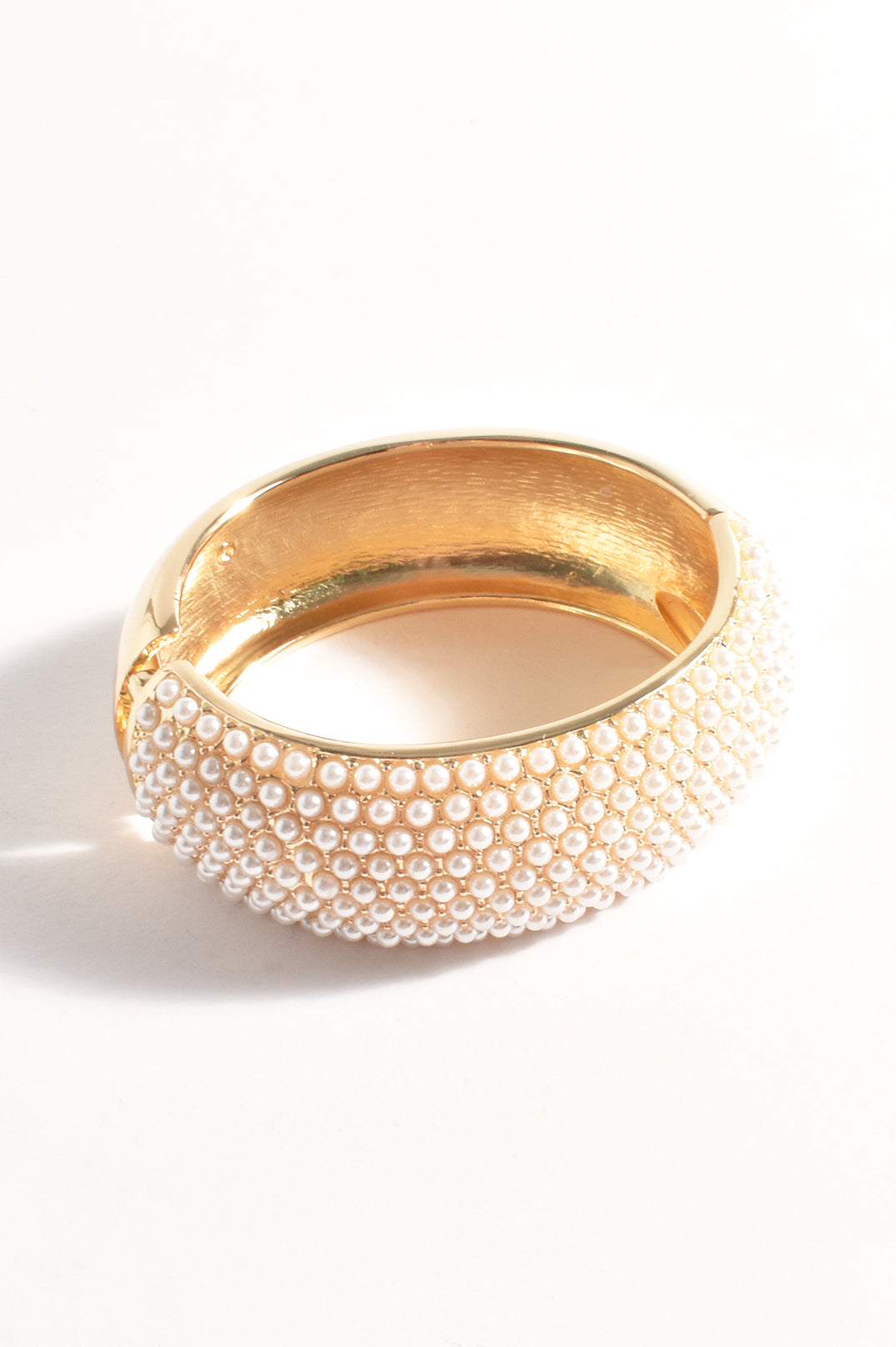 Poet Wide Pearl Bangle | Gold