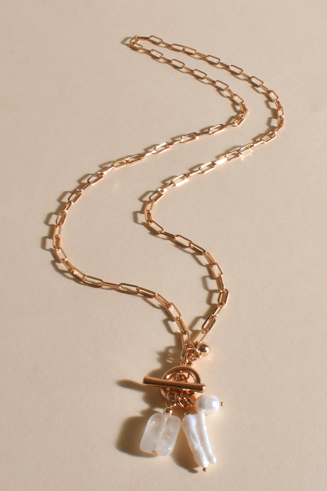 Brody Pearl Charm Necklace | 18K Gold Plated