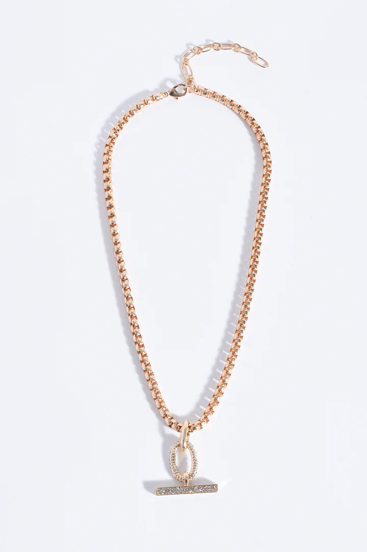 BACK IN STOCK - Link Pave Toggle Necklace | 18K Gold Plated