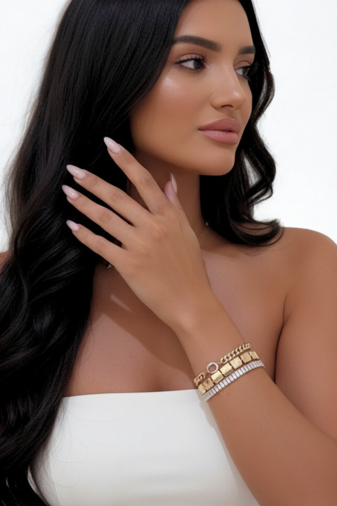 Chicago Crystal 3 Strands Bracelet | 18K Gold Plated