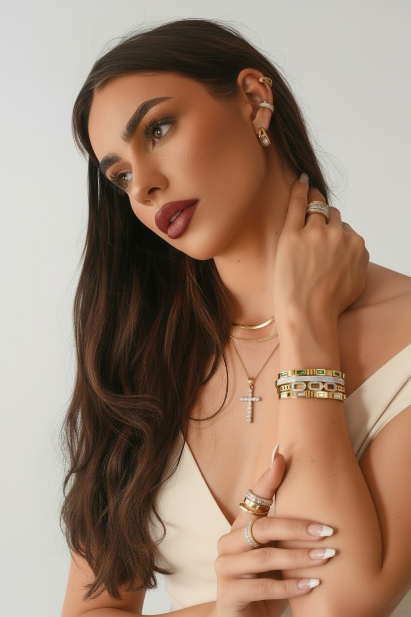 NEW - Sarcelles Bangle Crystal | 18K Gold Plated