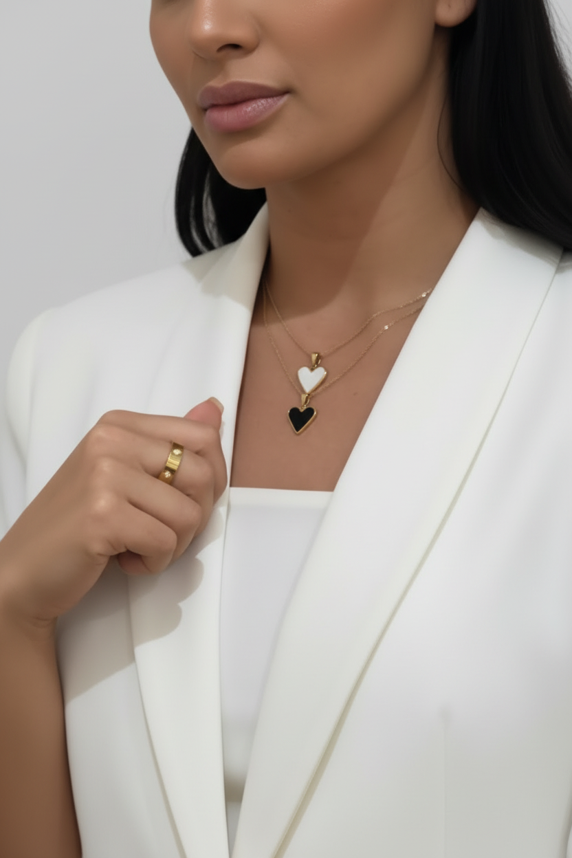 Milan Black Love Necklace | 18K Gold Plated