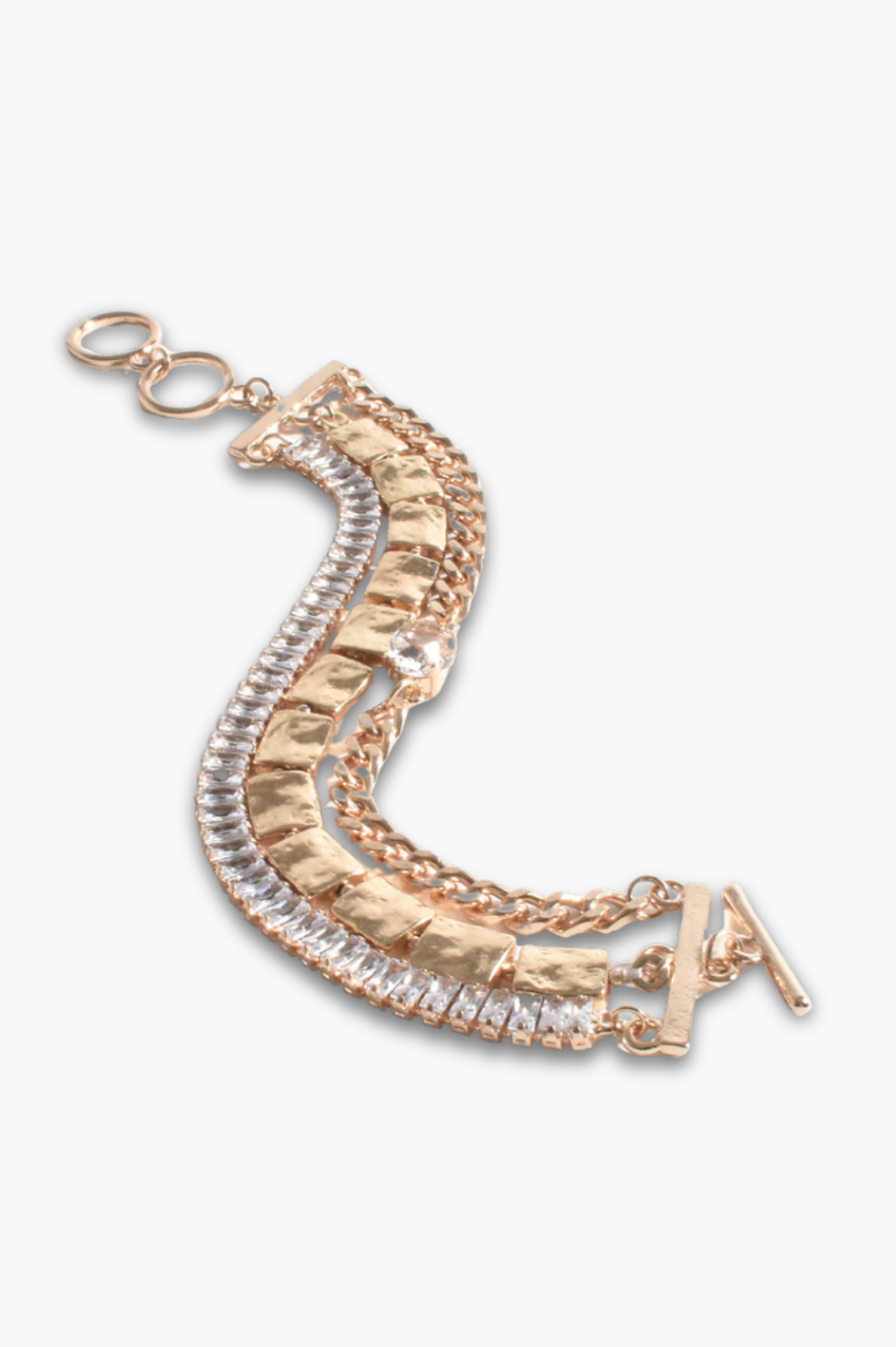 Chicago Crystal 3 Strands Bracelet | 18K Gold Plated