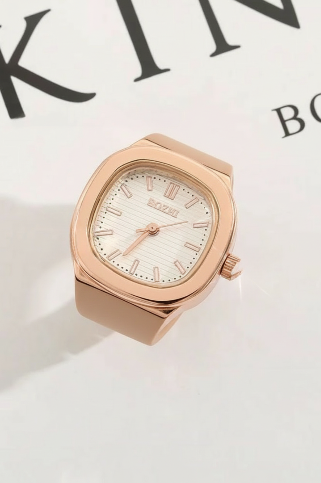 Chastan Watch Ring White  | 18K Rose Gold Plated