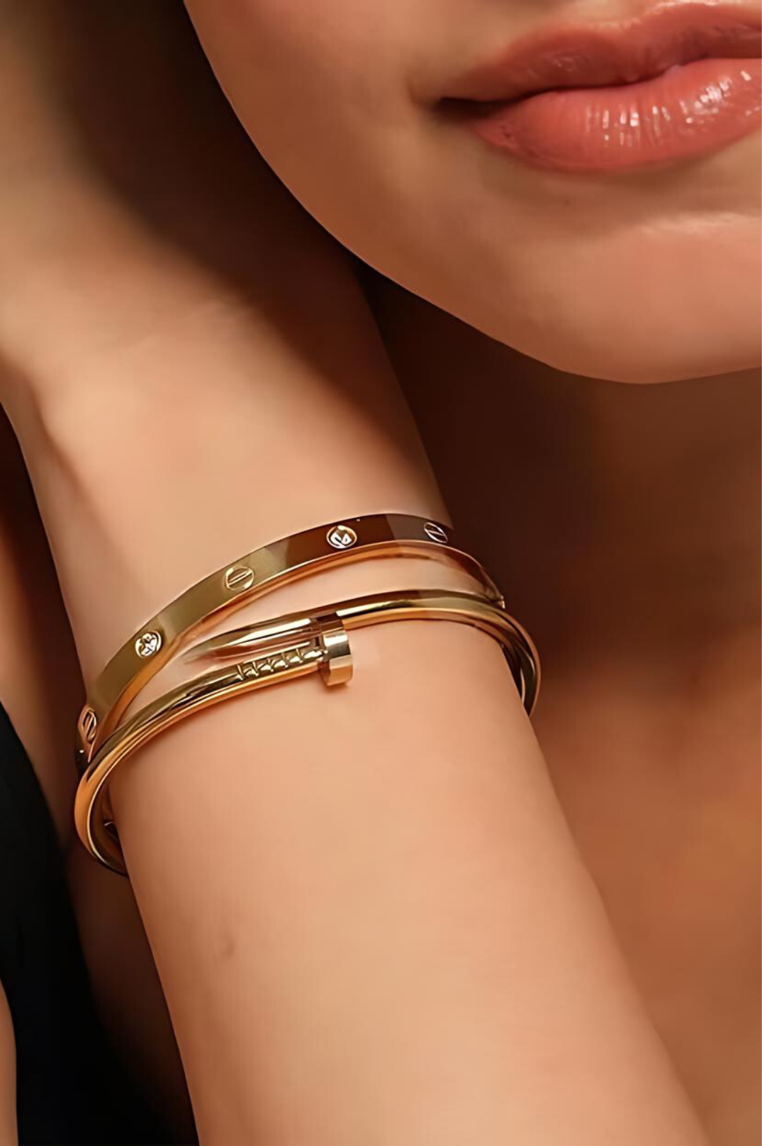 Back In Stock - London Nail Bangle Stack 2.0 | Gold