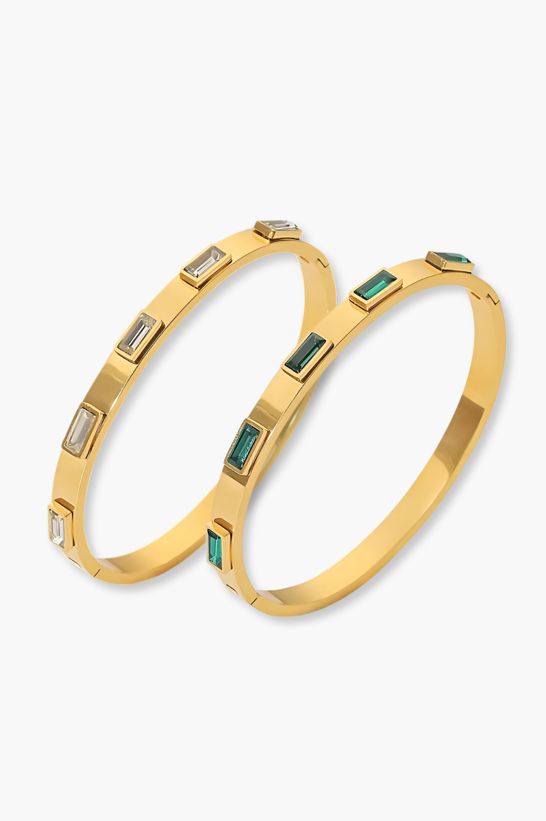 NEW - Sarcelles Bangle Stack Emerald | 18K Gold Plated