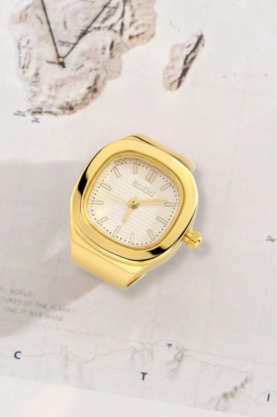 Gio Watch Ring White  | 18K Gold Plated