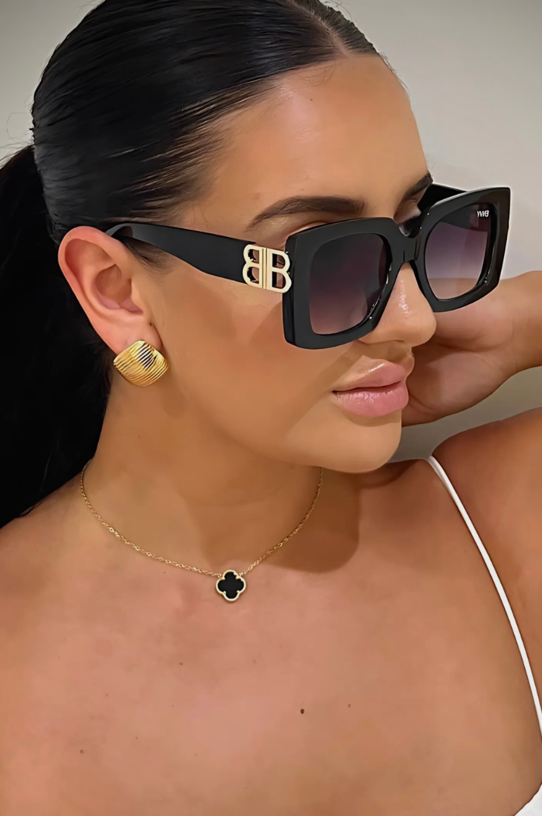 Alexis Black Necklace | Gold