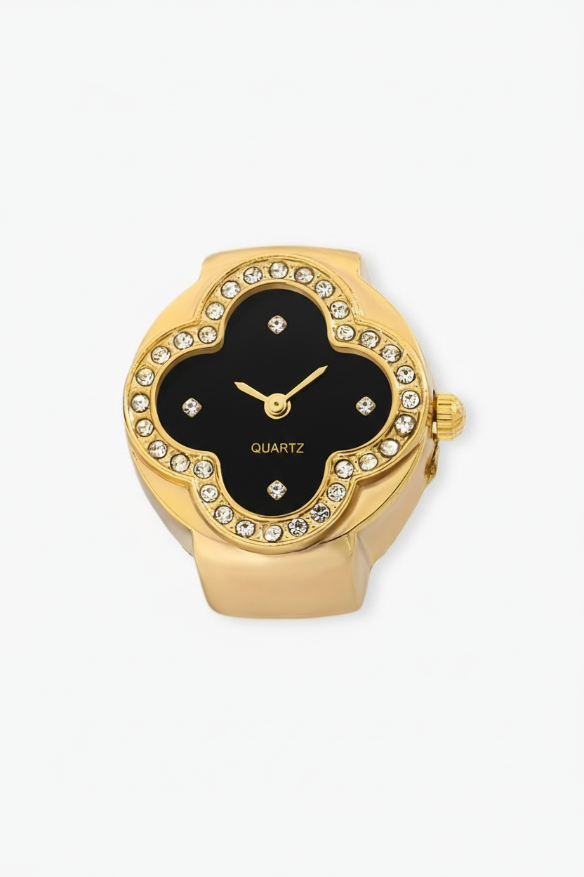 Alexis Watch Ring Black Pearl  | 18K Gold Plated