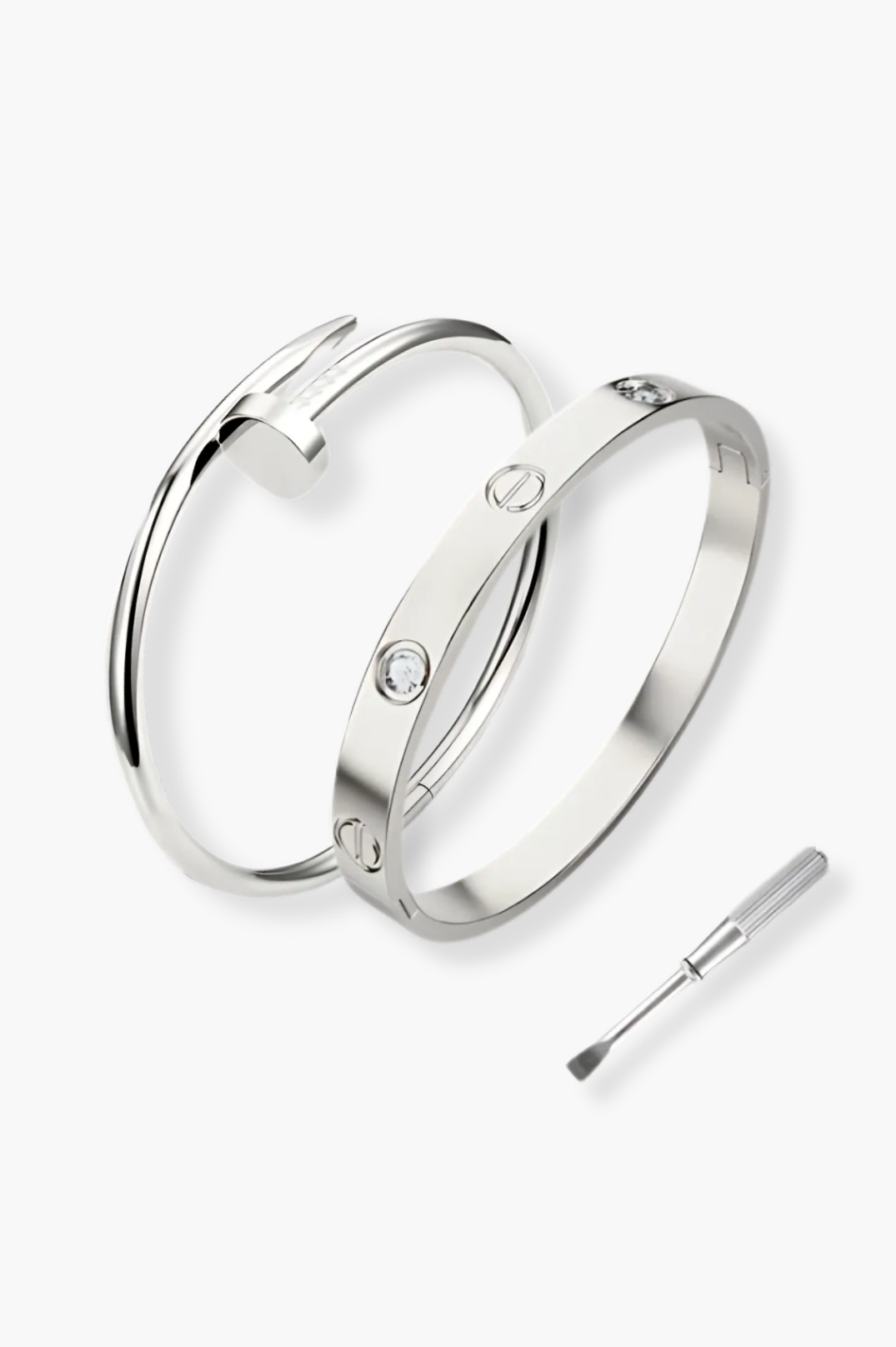 Back In Stock London Nail Bangle Stack 2.0 | Silver