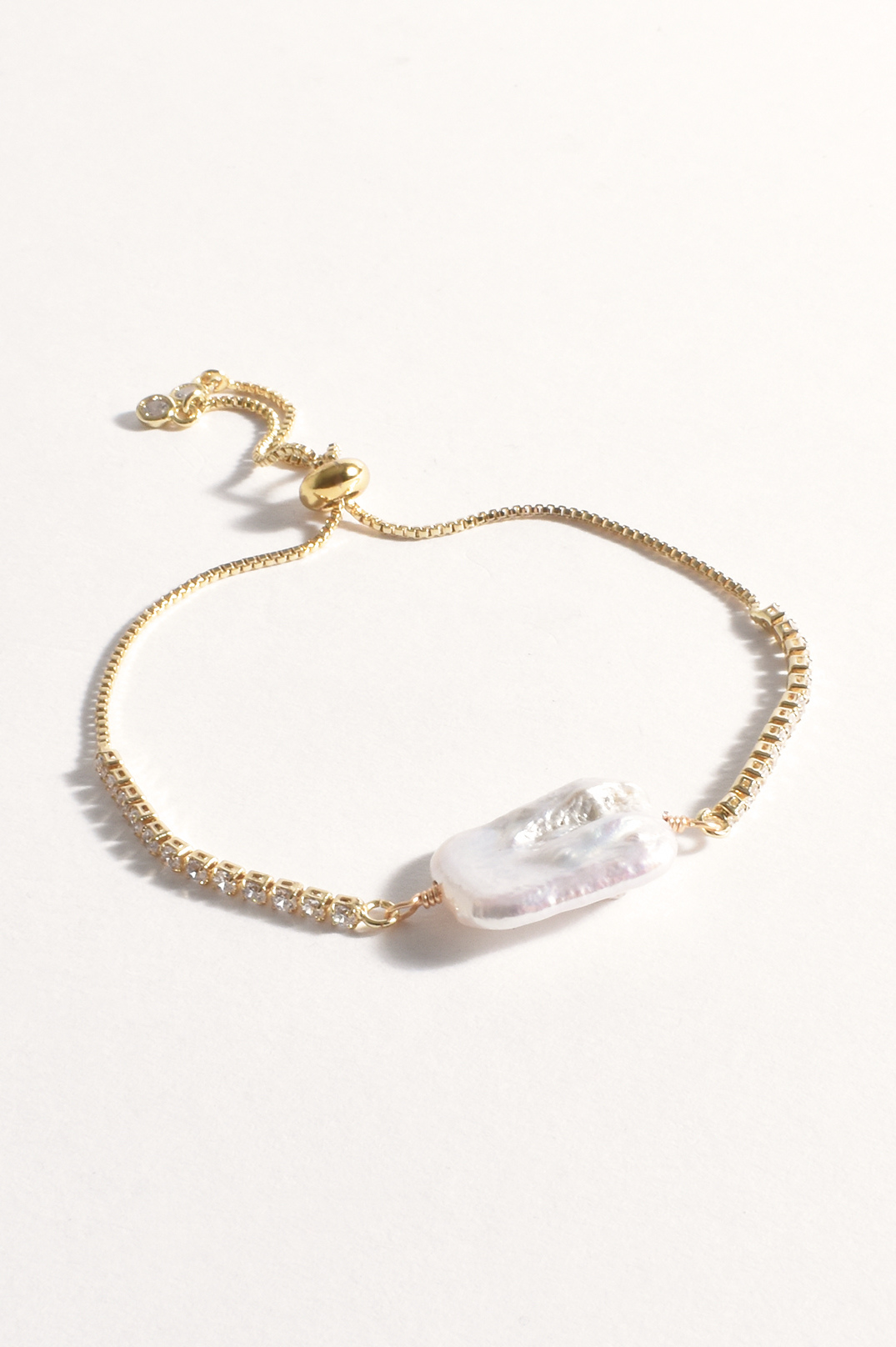 Selene Pearl Diamante Bracelet | Gold