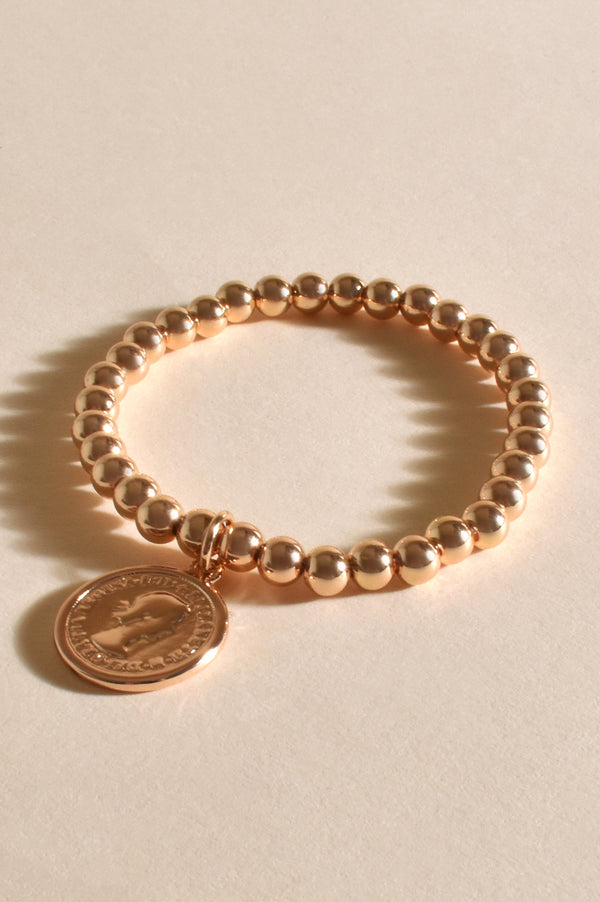 Coin & Bead Bracelet | Gold