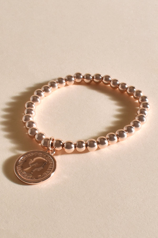 Coin & Bead Bracelet | Rose Gold