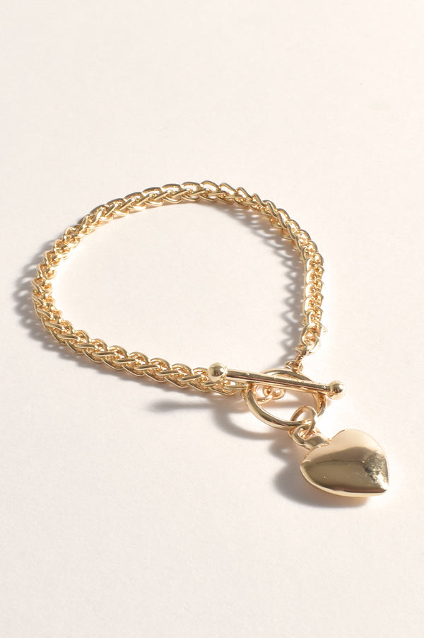 Milan Rope Heart Fob Bracelet | Gold