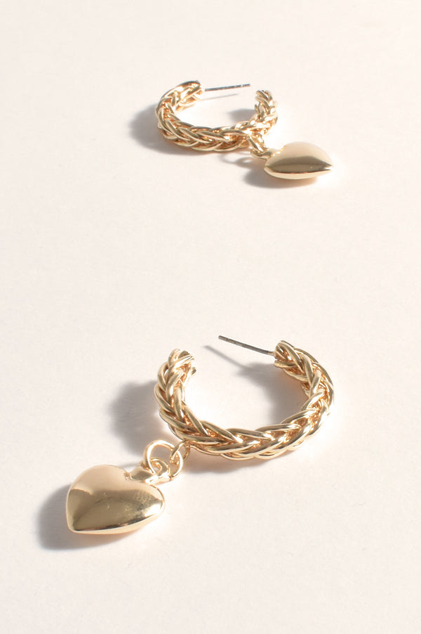 Milan Rope Heart Earrings | Gold
