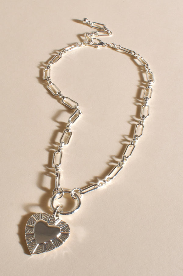 Milan Vintage Heart Necklace | Silver