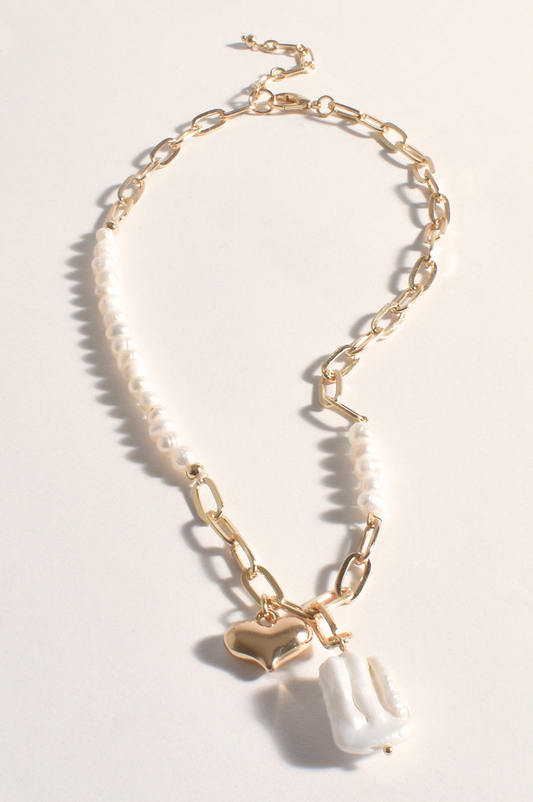 Milan Burst Pearl Heart Necklace | Gold