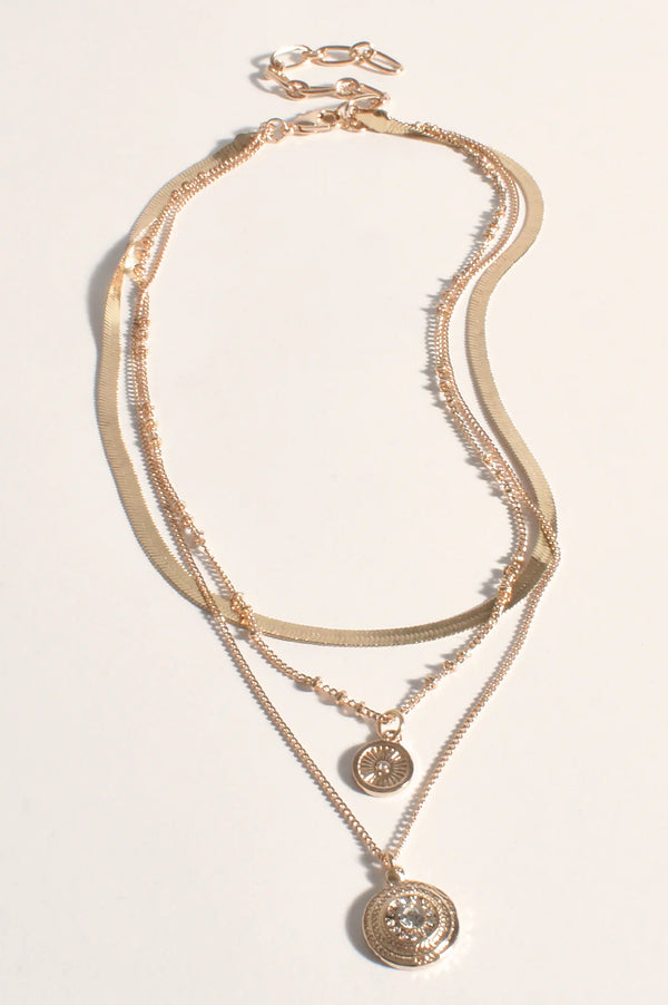 New - Sun Charms Layered Necklace | Gold