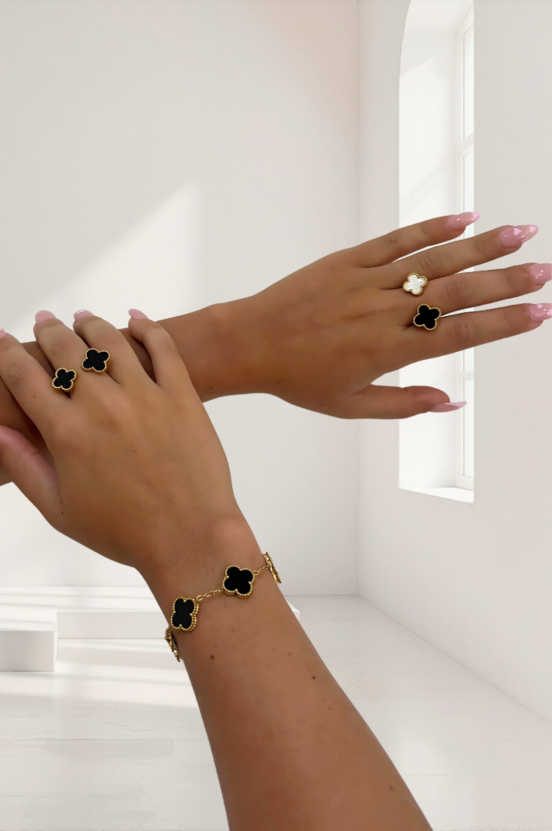 Alexis Black Adjustable Ring  | Gold