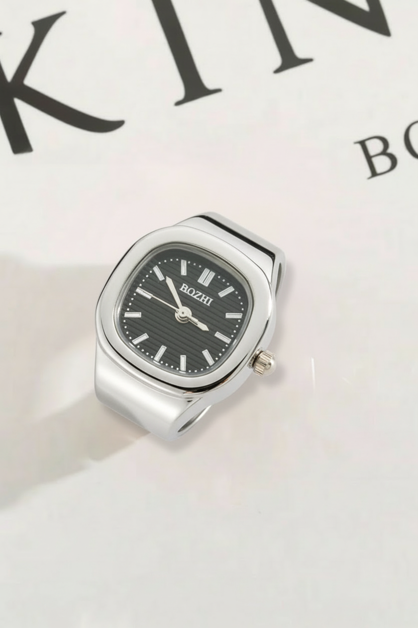 Eden Watch Ring Black  | 18K Gold Plated (