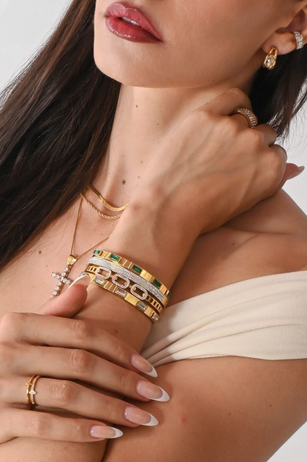 New - Eva Crystal Bangle | 18K Gold Plated