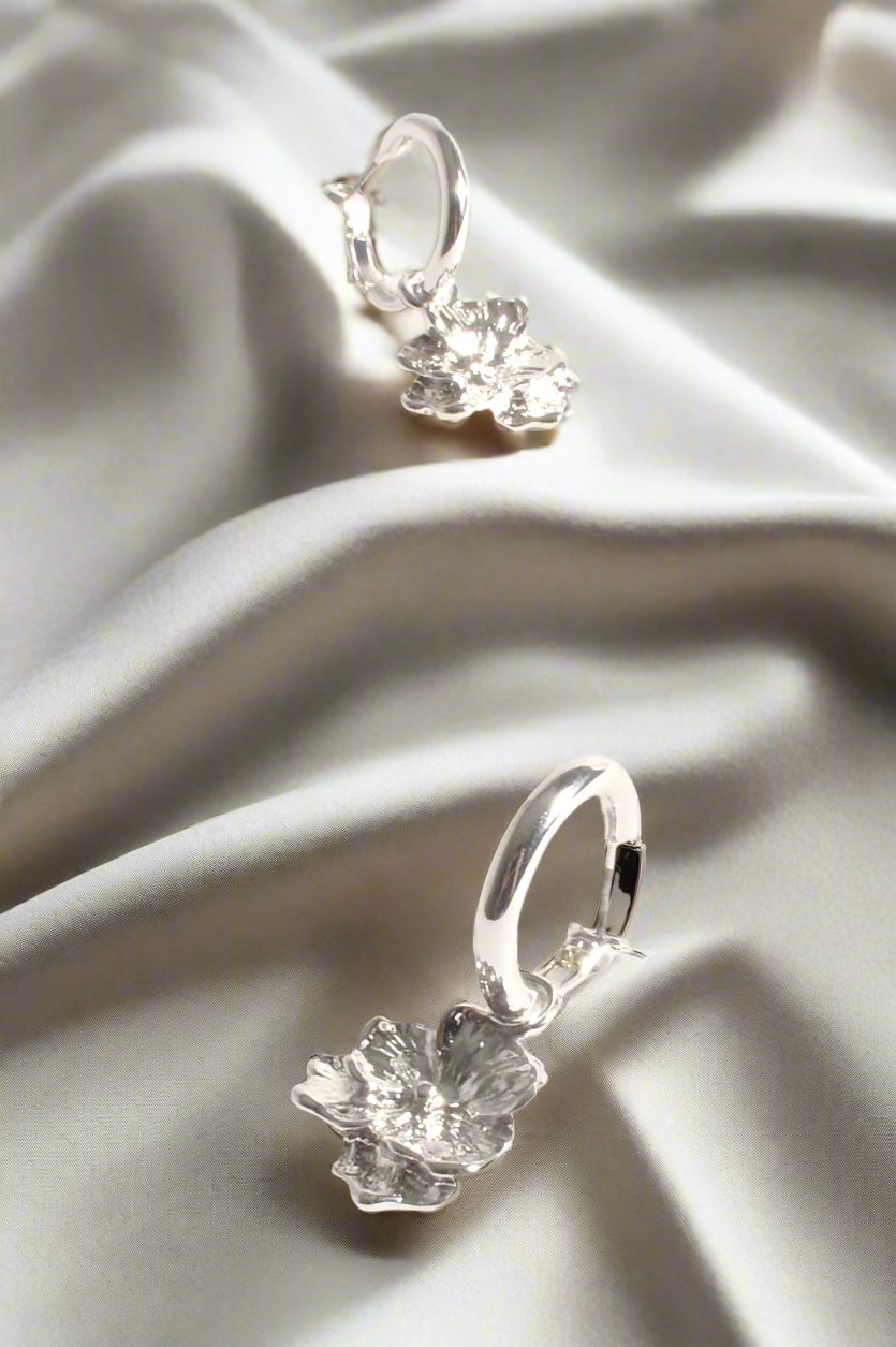 New - Fleur Drop Earrings | Silver