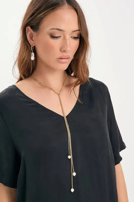 Gia Knotted Pearl Necklace | Gold 
