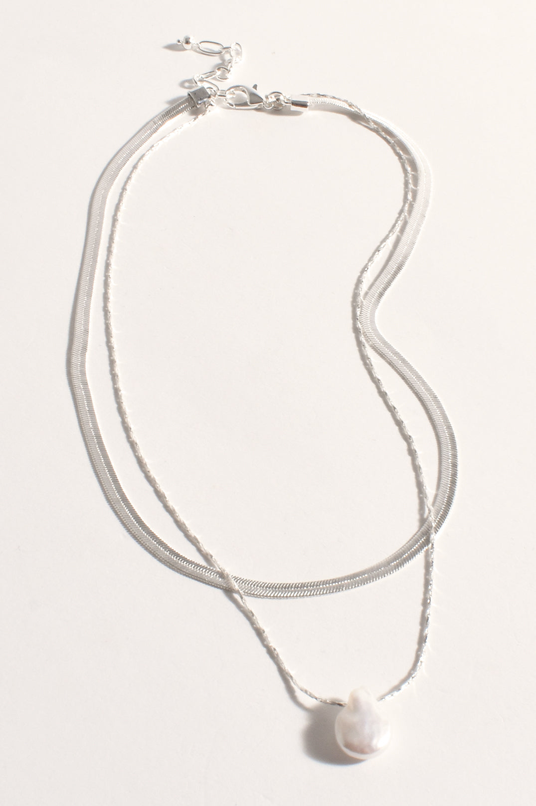 The Layers Snake Chain | Pearl & Silver