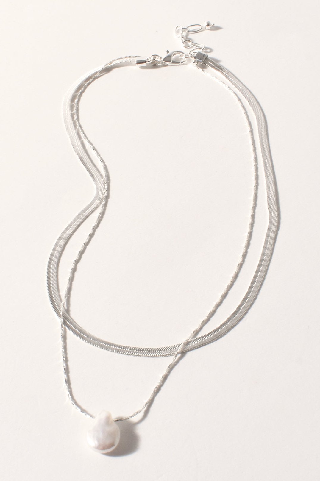 The Layers Snake Chain | Pearl & Silver