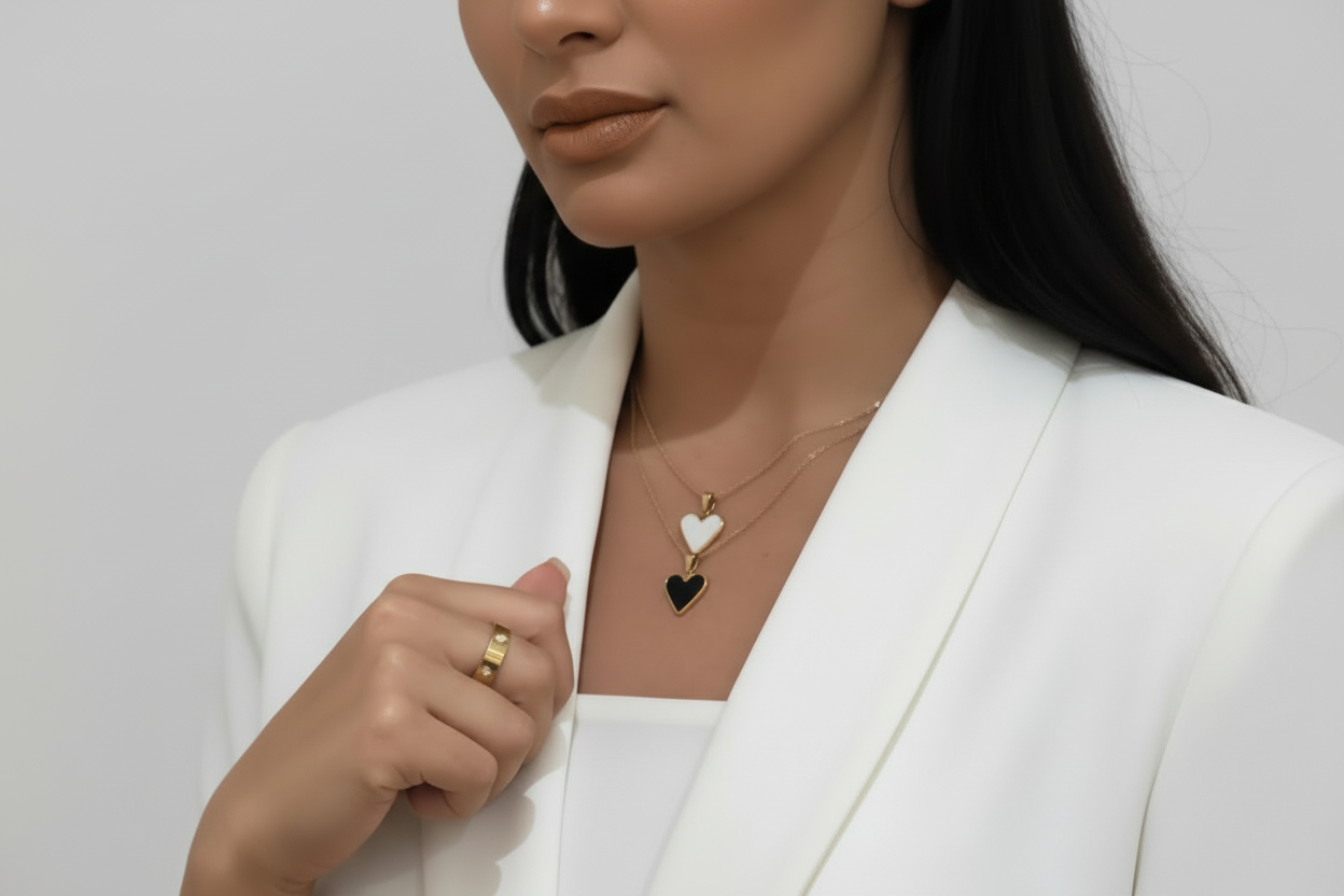 Milan Black Love Necklace | 18K Gold Plated