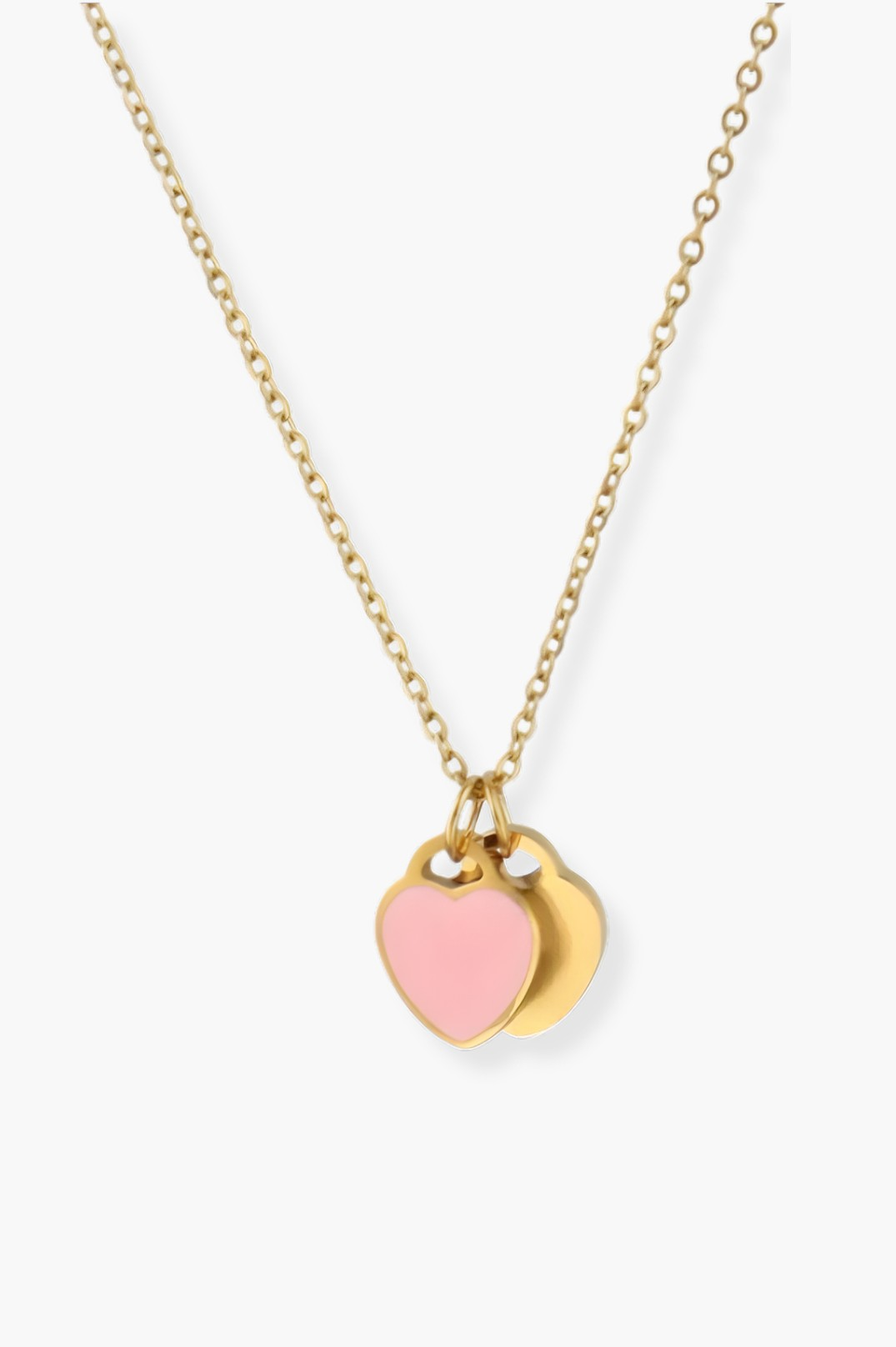 NEW - Vintage Double Heart Pink Necklace | 18K Gold Plated