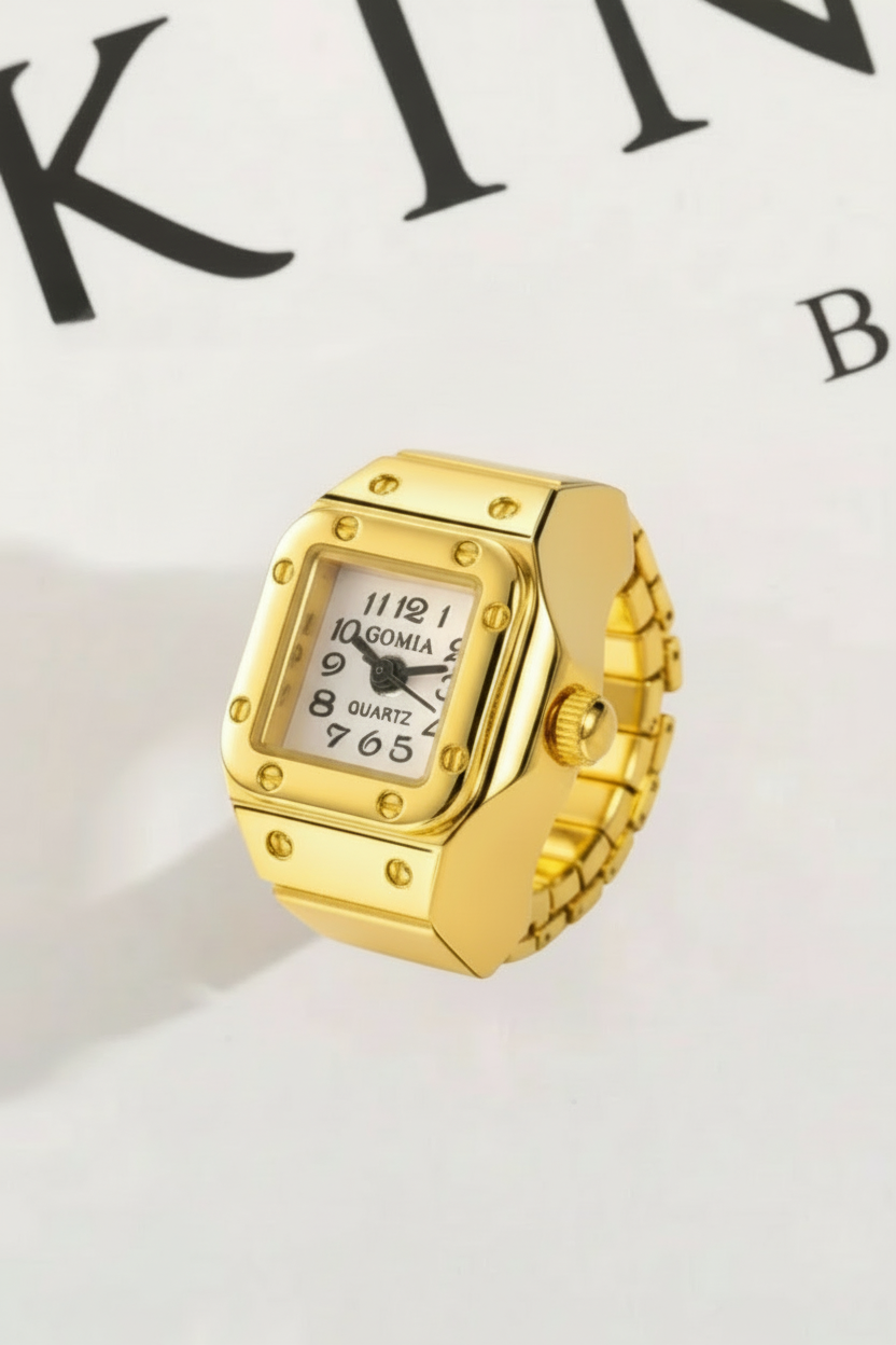 Beckham Watch Ring White  | 18K Gold Plated