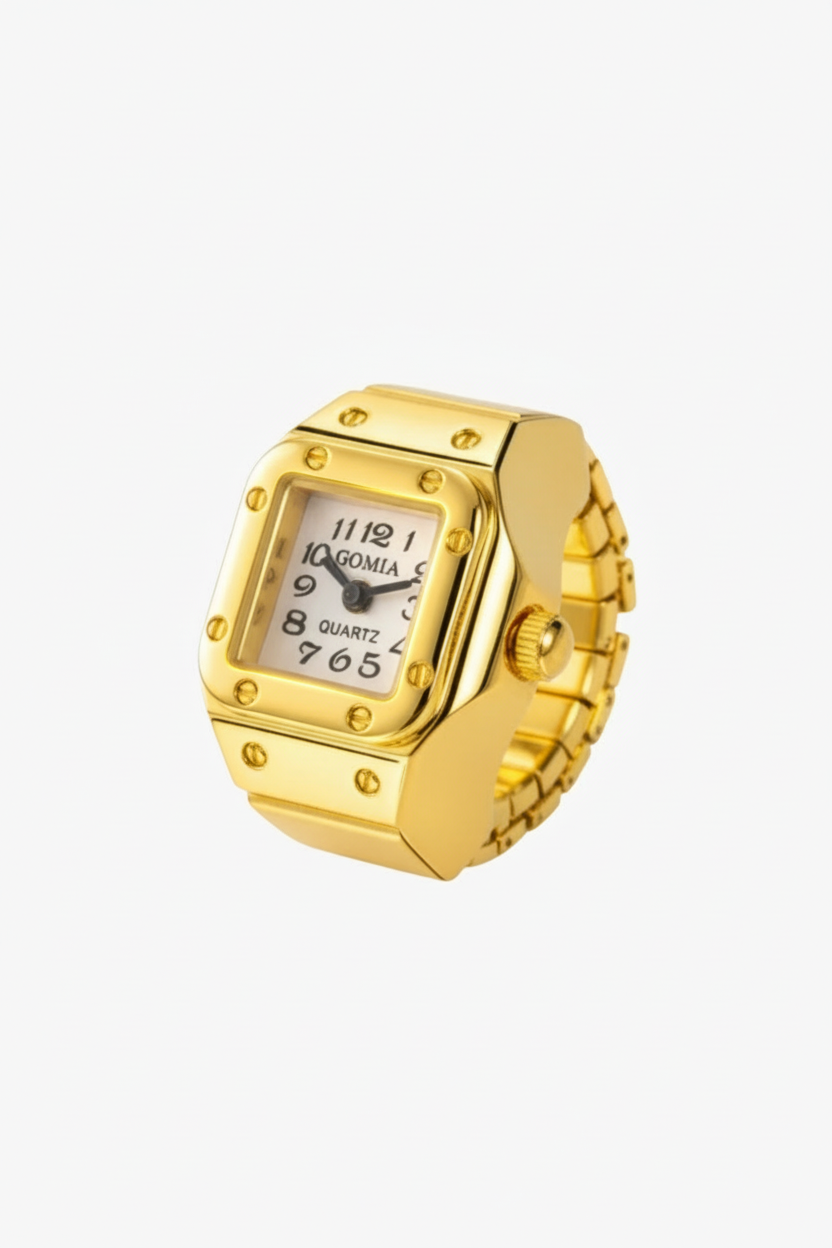Beckham Watch Ring White  | 18K Gold Plated