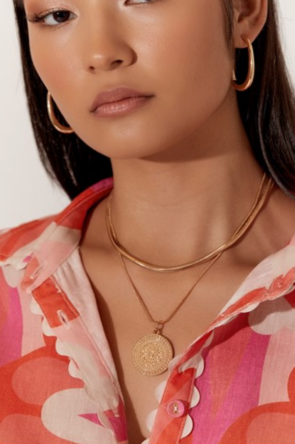 New - Maya Disc Layered Necklace | Gold