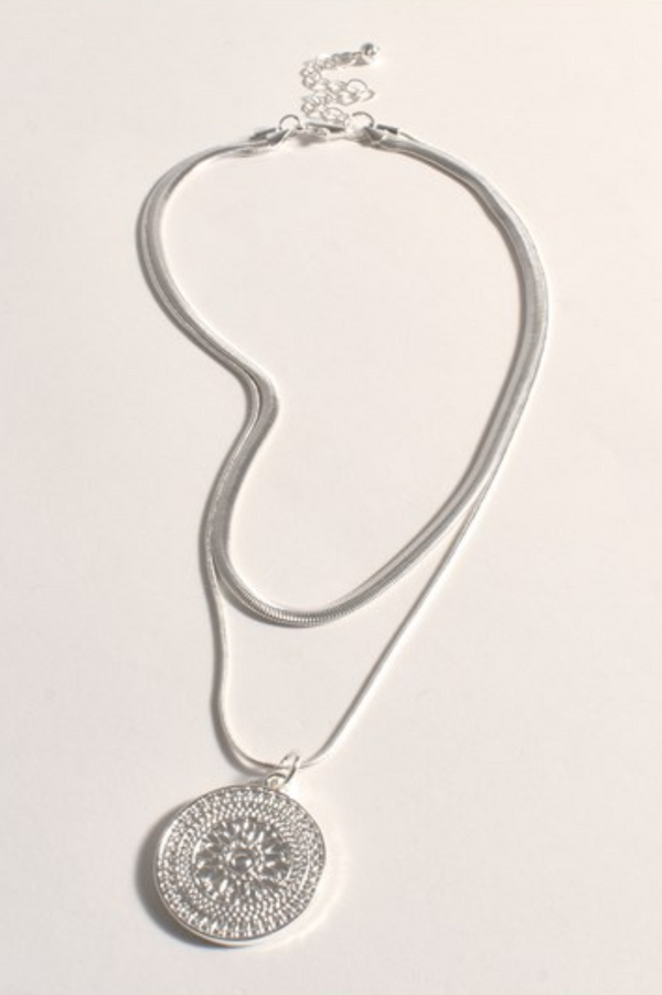New - Maya Disc Layered Necklace | Silver