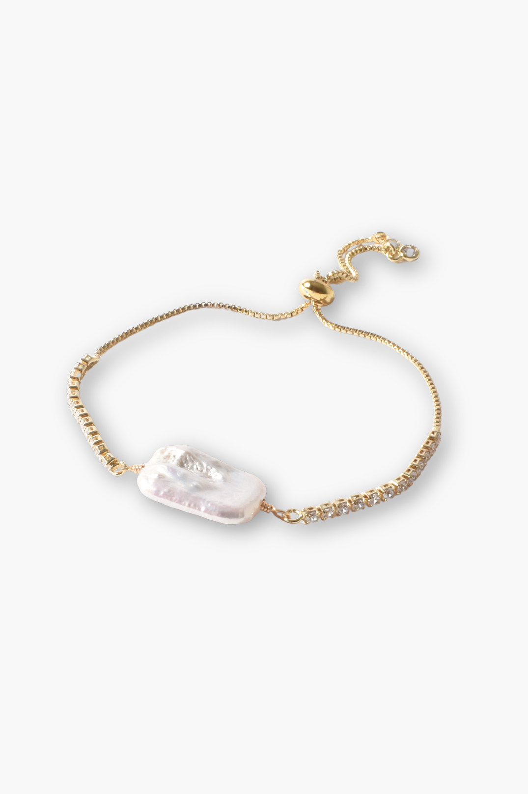 Selene Pearl Diamante Bracelet | Gold