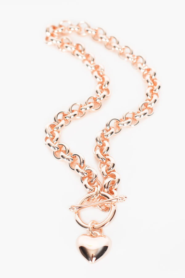 Milan Heart Fob Necklace | Rose Gold